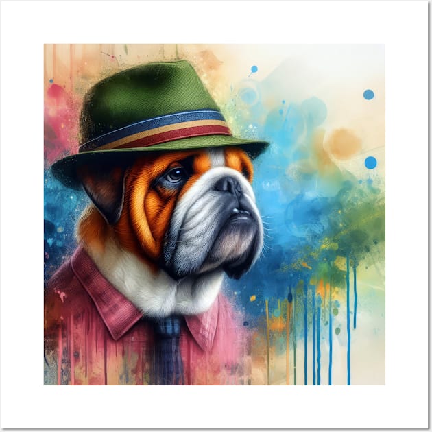 Old English Bulldog Splash Art Wall Art by Automotive_King